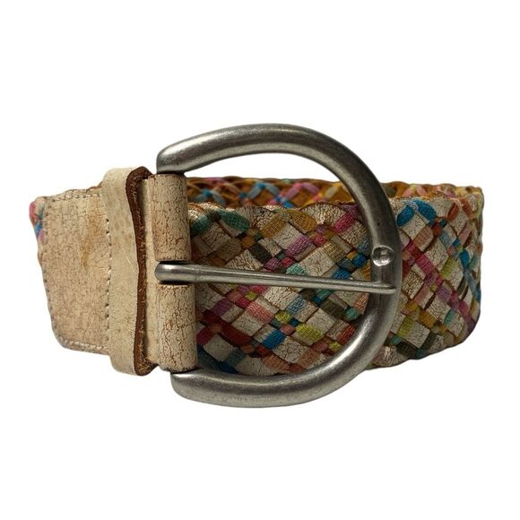 Vintage Fossil Leather Braided Colorful Belt Women's Size Medium - Picture 1 of 16